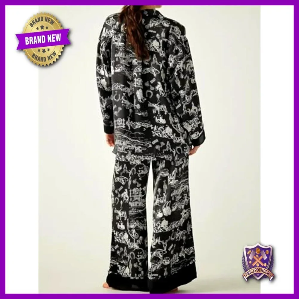 Women's Satin Pajama Set Long Sleeve V-Neck Wide Leg Pants Loungewear